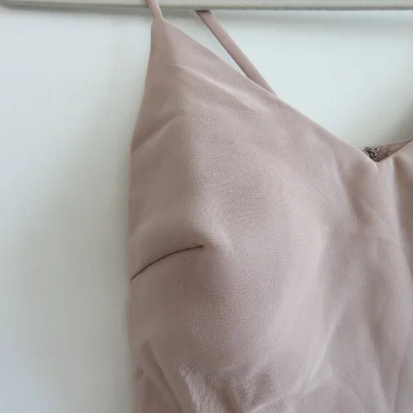 BIRDY GREY Taupe Ruffle Chiffon Maxi Bridesmaid Dress Wedding Neutral - Size XS - Picture 6 of 16